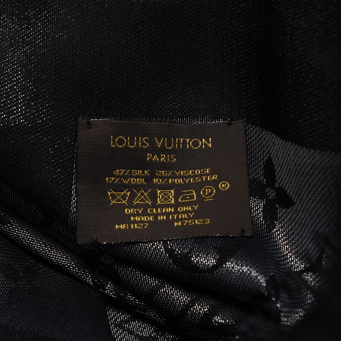 Silk Lurex Wool Monogram Shine Shawl Black