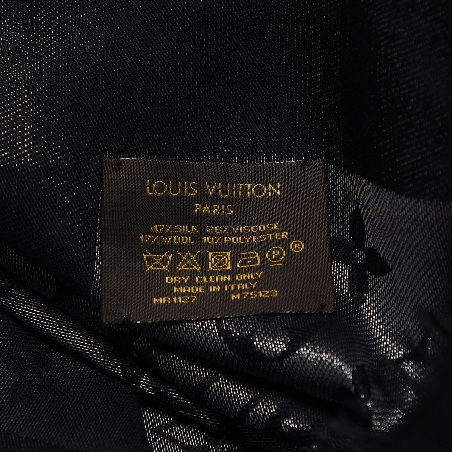 Louis Vuitton Silk Lurex Wool Monogram Shine Shawl Black 4 of 4