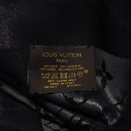 Louis Vuitton Silk Lurex Wool Monogram Shine Shawl Black 4 of 4