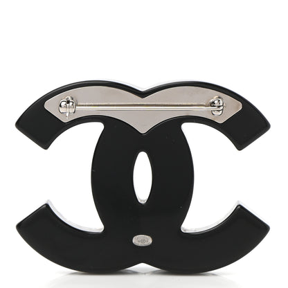 Chanel Baguette Crystal CC Brooch Silver Black 3 of 4