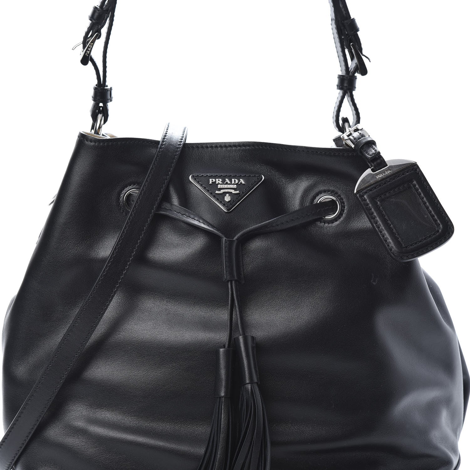 Prada Soft Calfskin Bucket Bag Black 9 of 11