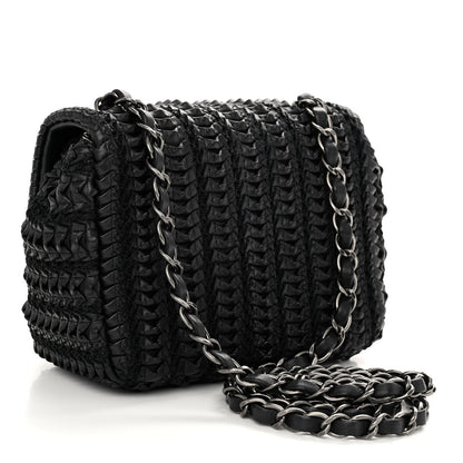 Chanel Lambskin Crochet Embroidered Small Flap Black 3 of 11