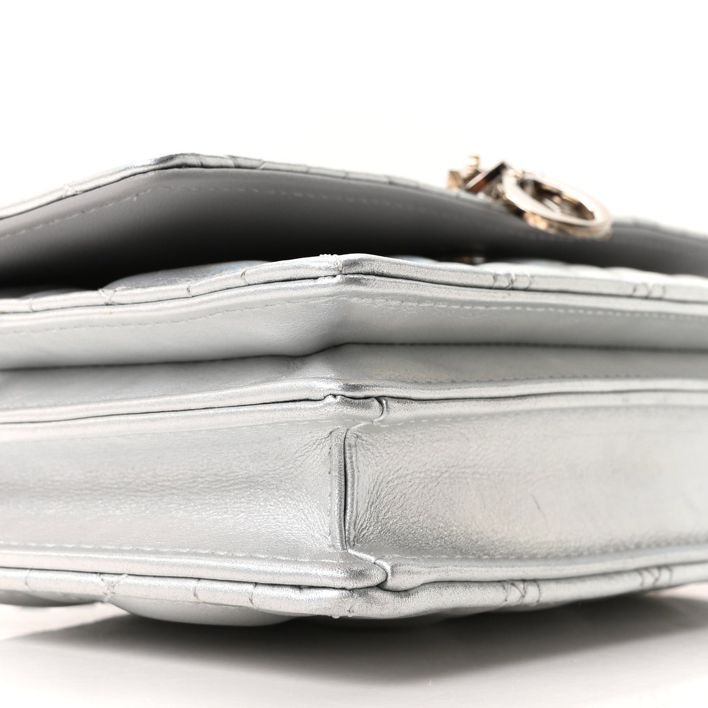 Iridescent Metallic Lambskin Cannage Mini My Dior Bag Silver