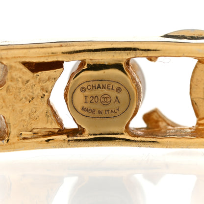 Chanel Pearl Crystal CC Star Cuff Bracelet S Gold 4 of 6