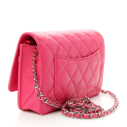 Chanel Lambskin Quilted Wallet On Chain WOC Dark Pink 3 of 11