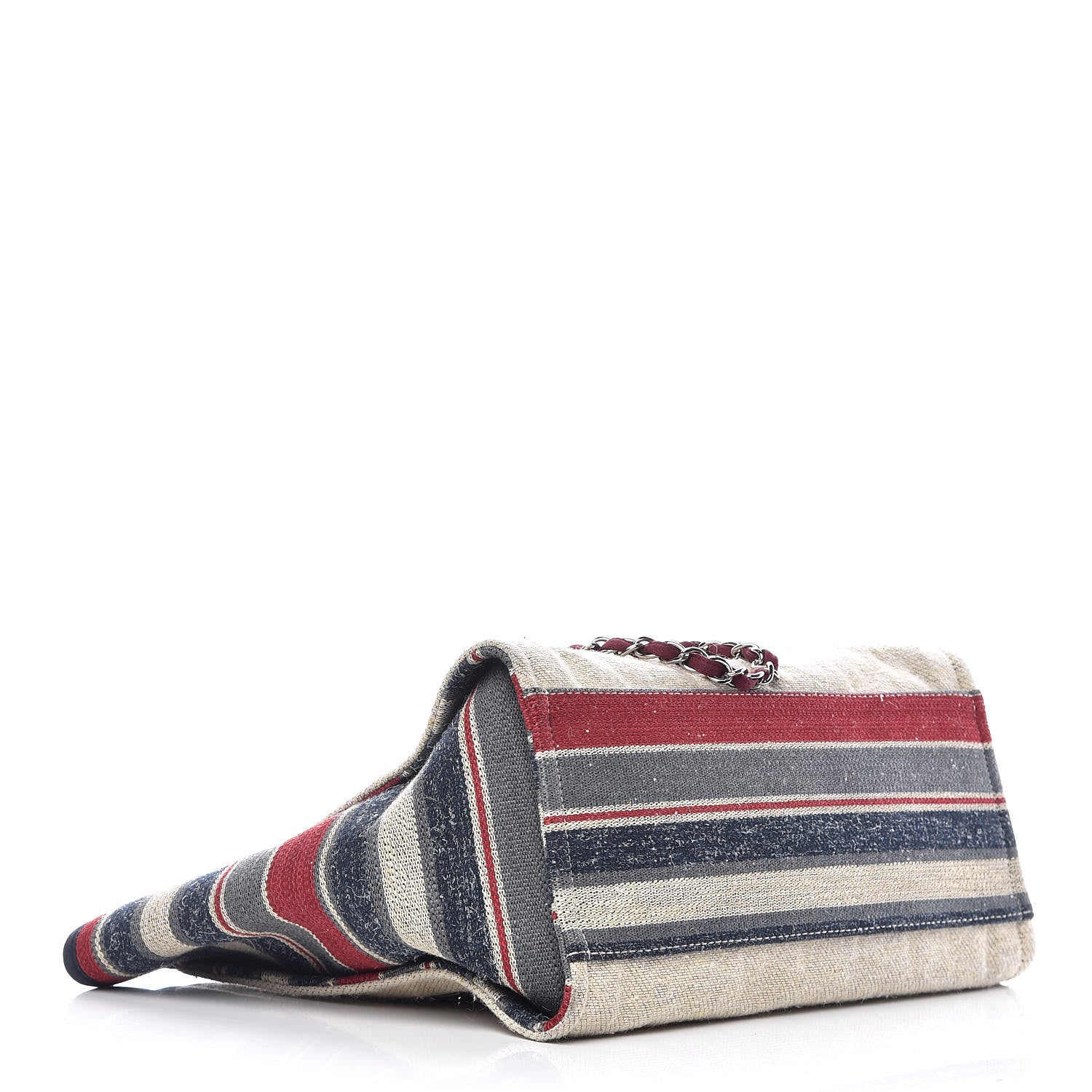 Chanel Striped Canvas Medium Deauville Tote Beige 4 of 10