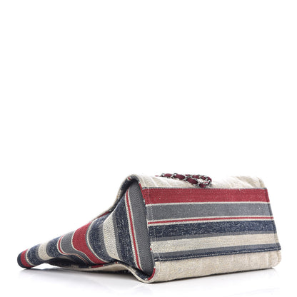 Chanel Striped Canvas Medium Deauville Tote Beige 4 of 10