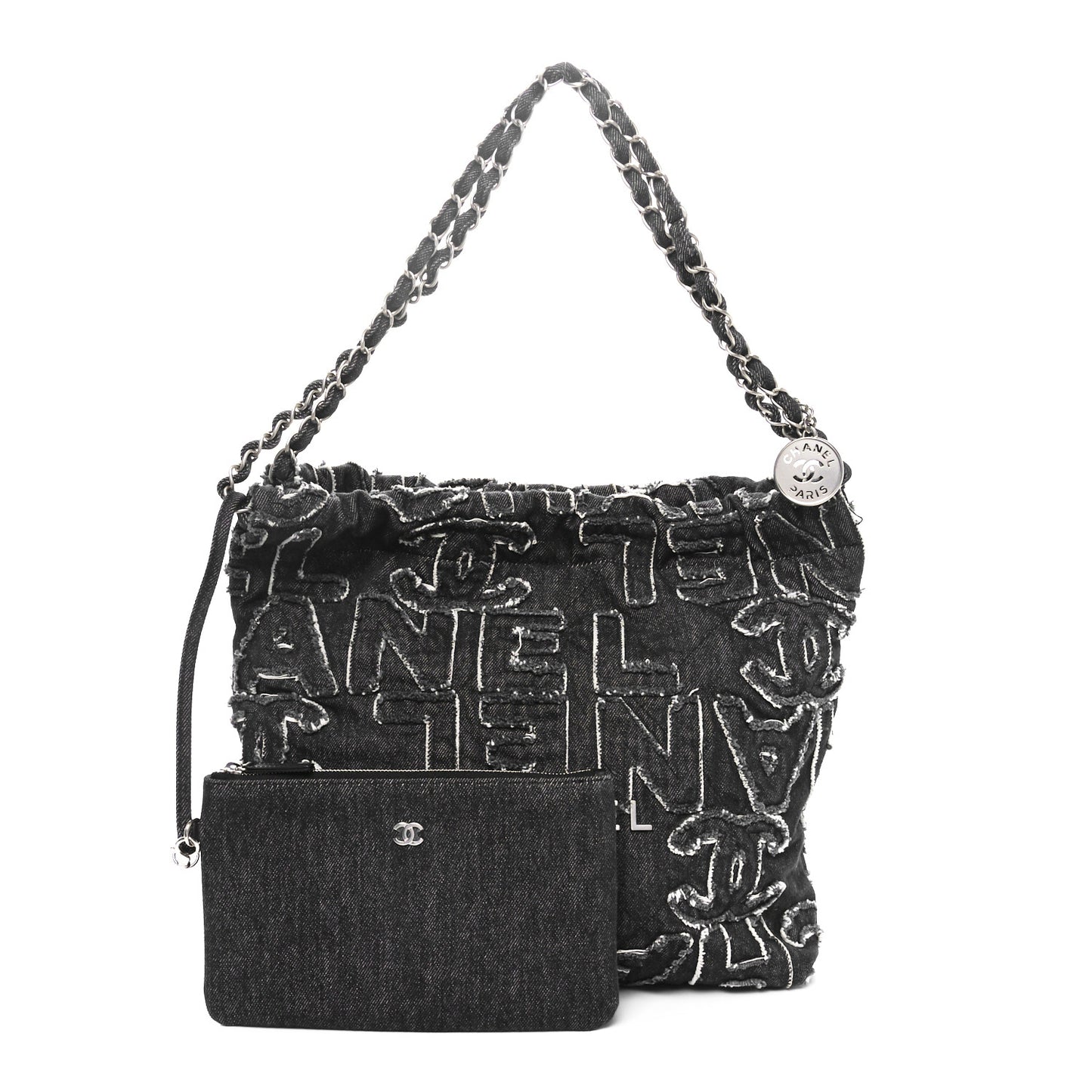 Denim Patchwork Quilted Chanel 22 Black