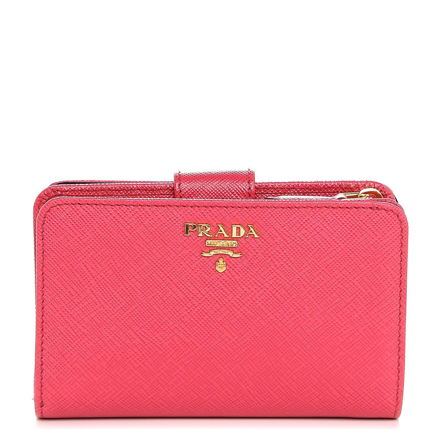 Prada Saffiano Metal Compact Wallet Peonia 1 of 6