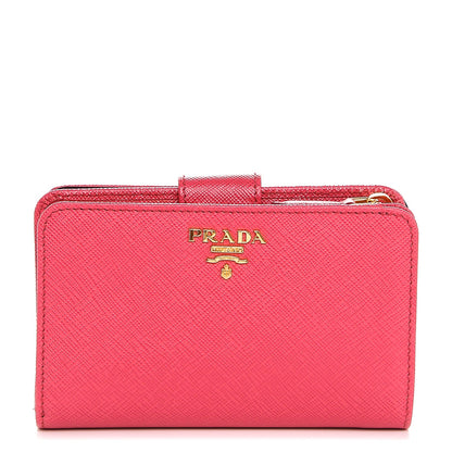 Prada Saffiano Metal Compact Wallet Peonia 1 of 6