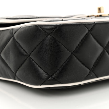 Chanel Lambskin Quilted Resin Graphic Frame Flap Bag Black White 9 of 12