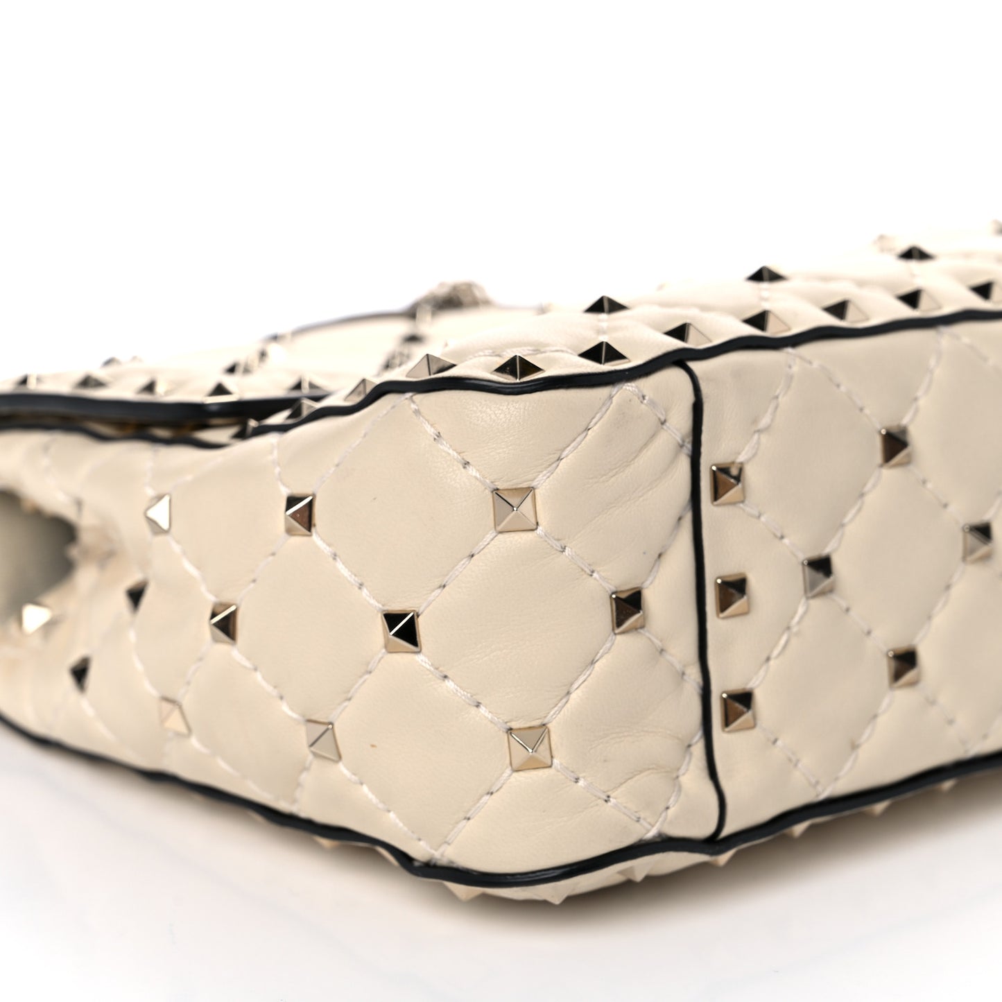 Nappa Medium Rockstud Spike Shoulder Bag Light Ivory
