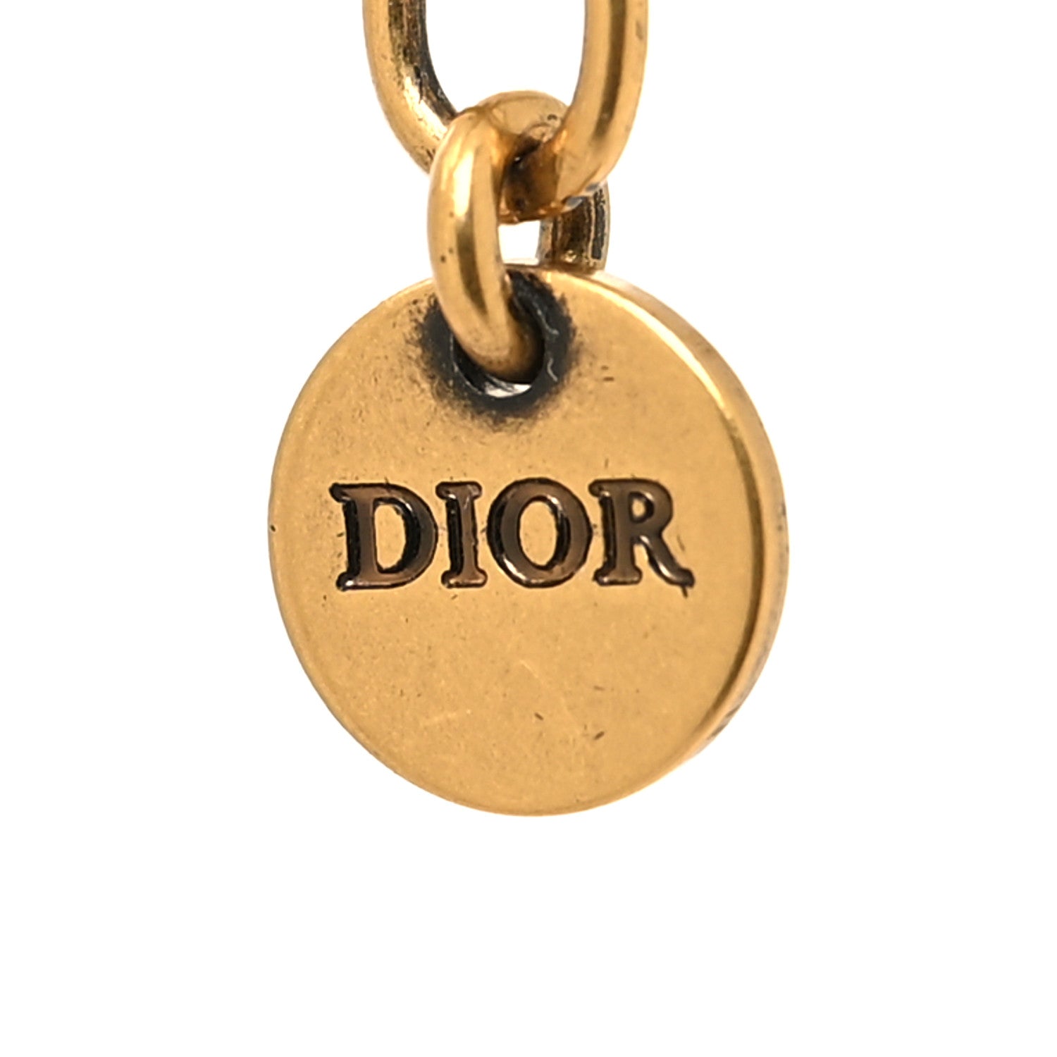 Christian Dior Metal Resin Lucky Charms Necklace Gold Multicolor