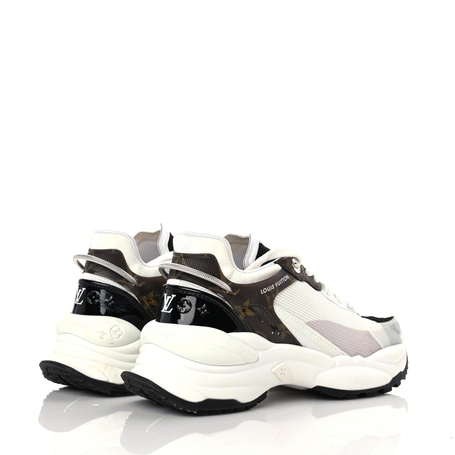 Louis Vuitton LOUIS VUITTON Monogram Calfskin Run 55 Sneakers 37.5 White 4 of 18