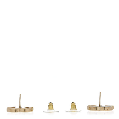 Chanel Enamel CC Earrings Gold White 3 of 5