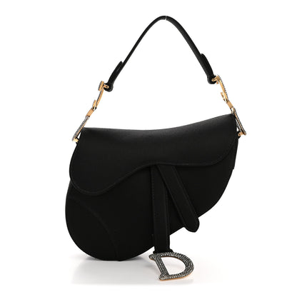 Christian Dior Satin Crystal Mini Saddle Bag Black 1 of 14
