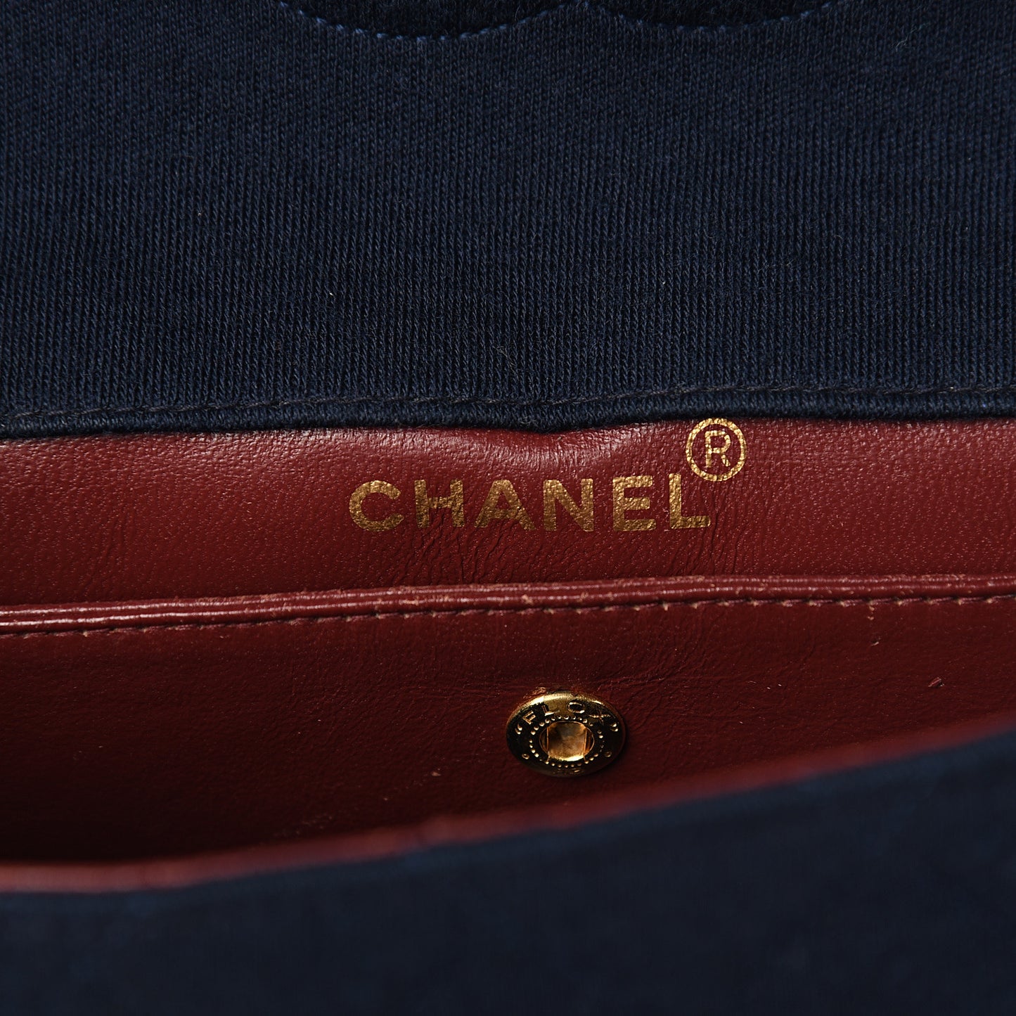 Lambskin Jersey Quilted Single Flap Dark Blue
