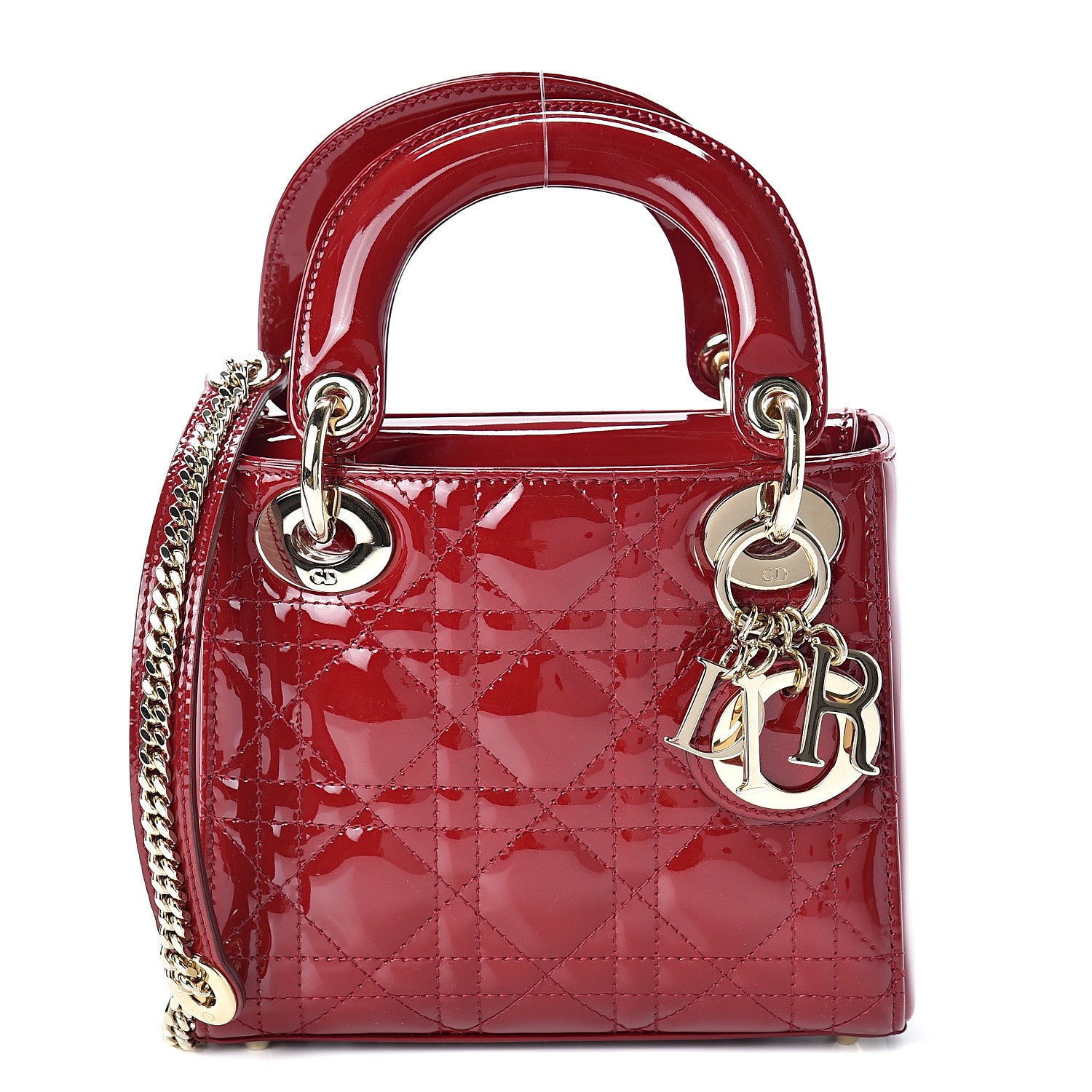 Christian Dior Patent Cannage Mini Lady Dior Red 1 of 10