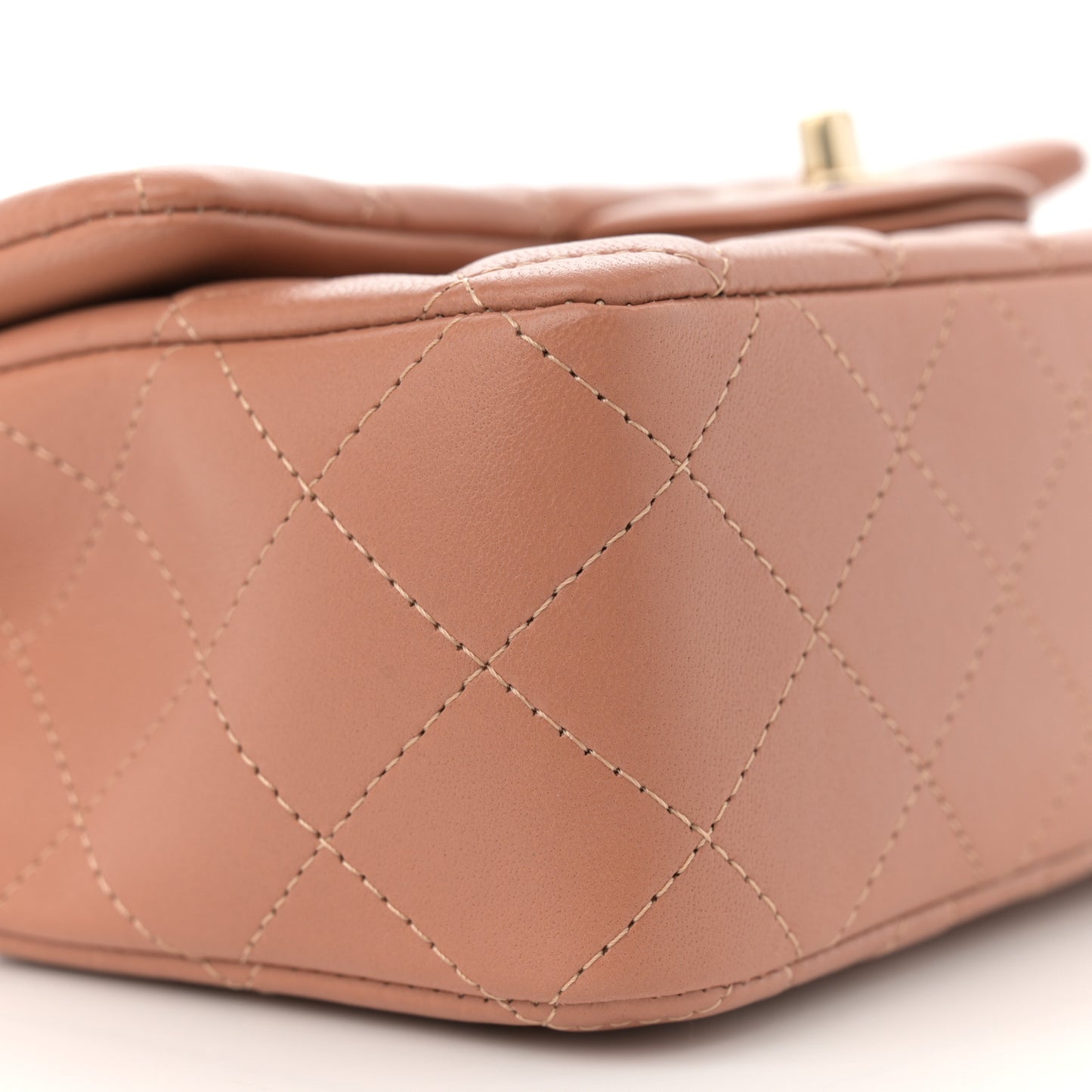 Lambskin Quilted Mini Rectangular Flap Brown