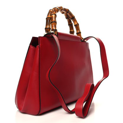 Gucci Nappa Bamboo Small Nymphaea Top Handle Hibiscus Red 3 of 10