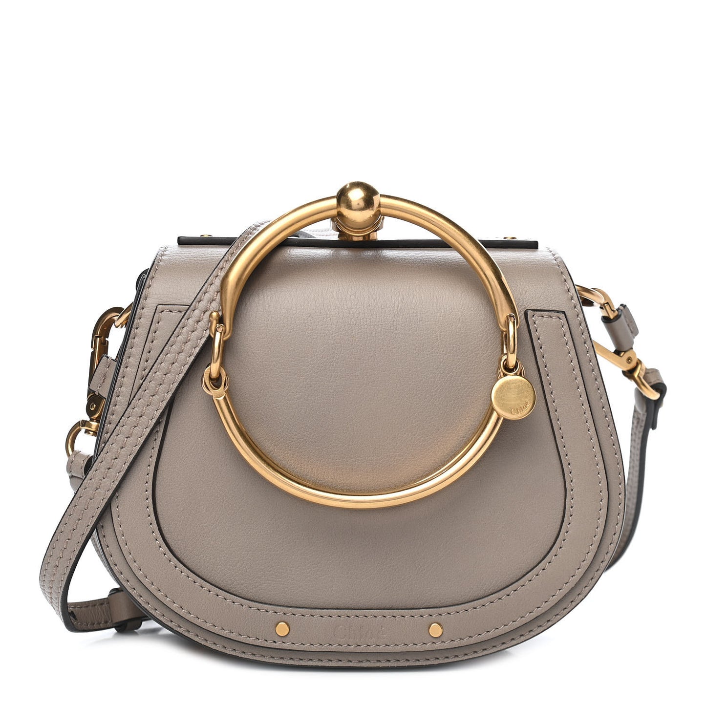 Calfskin Suede Small Nile Bracelet Bag Motty Grey
