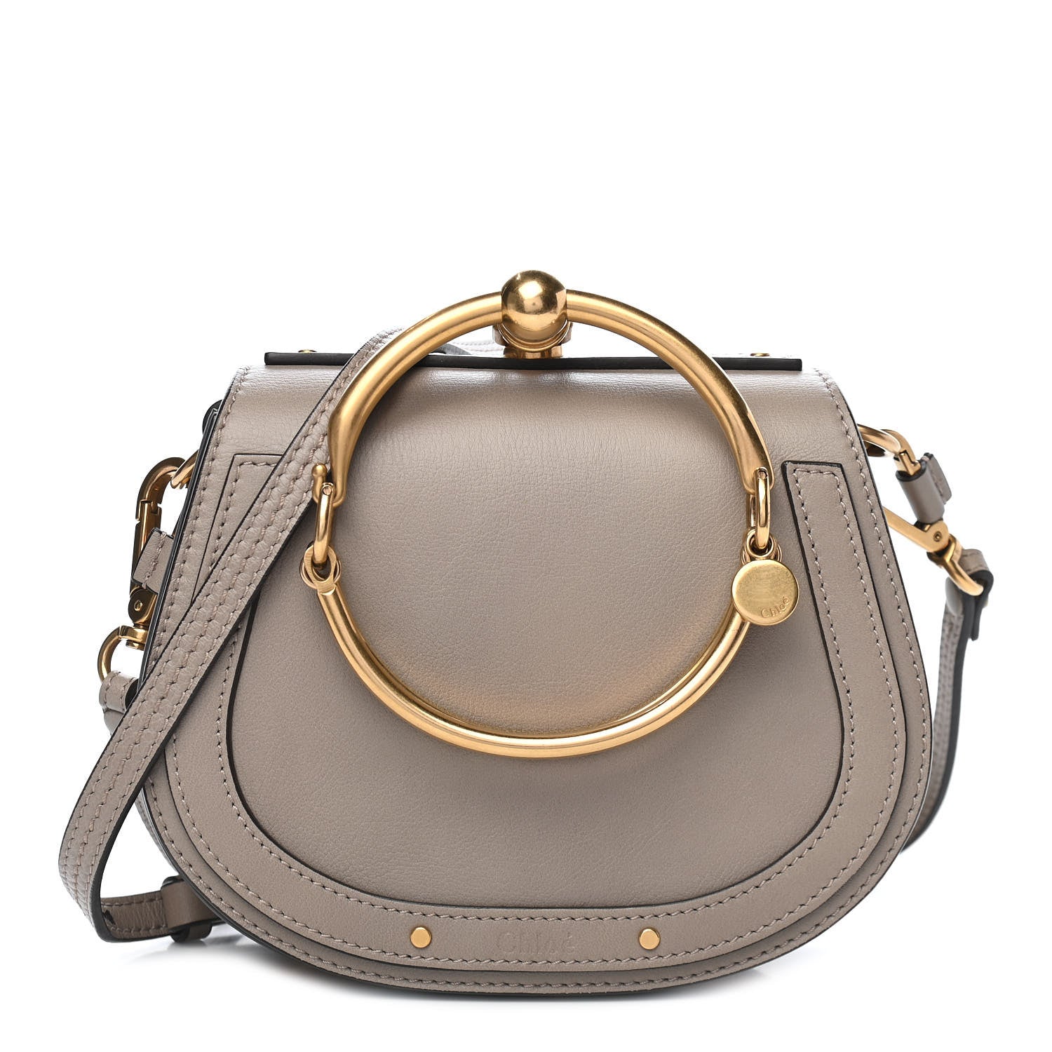 Chloe Calfskin Suede Small Nile Bracelet Bag Motty Grey 1 of 9