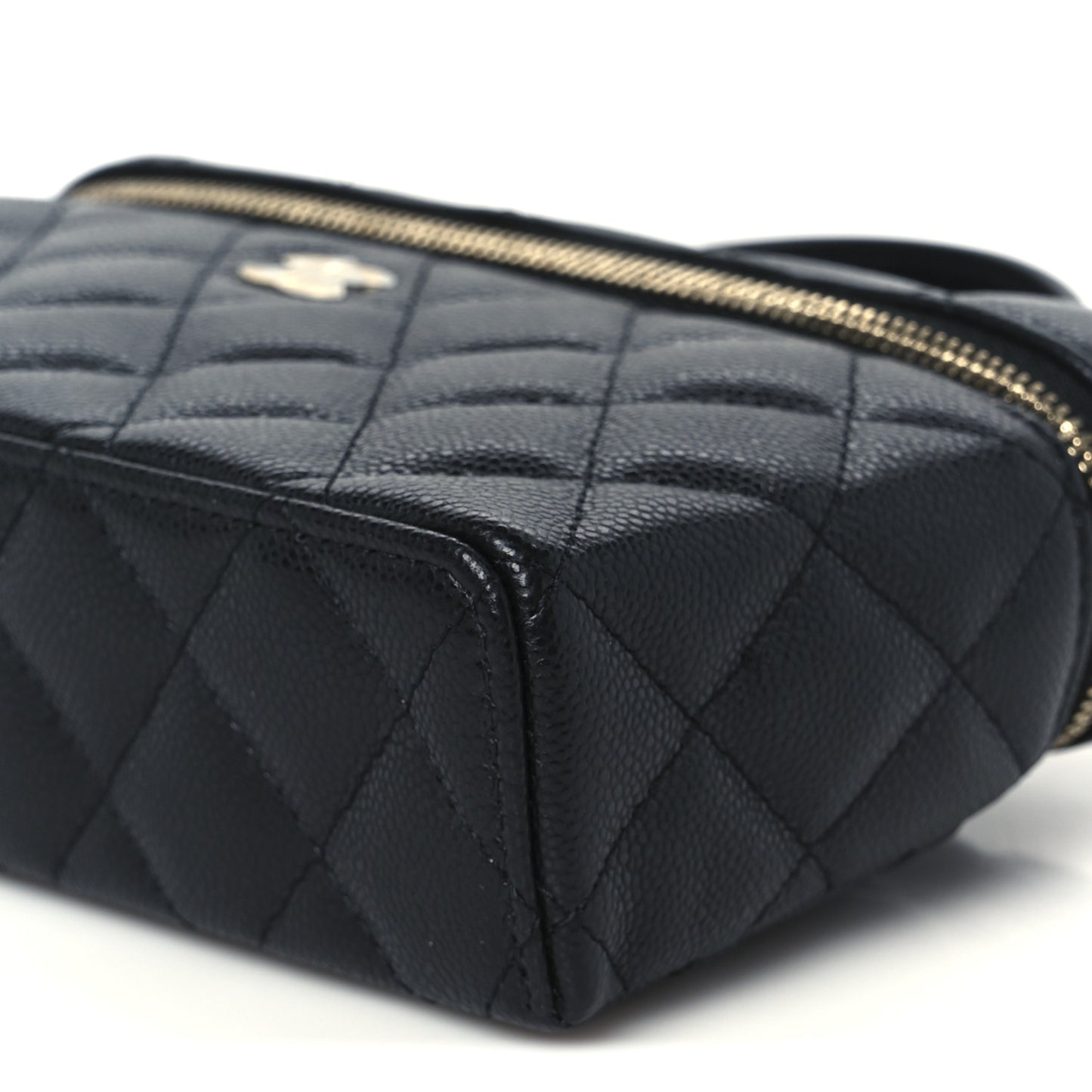 Caviar Quilted Top Handle Slim Vanity With Chain Black