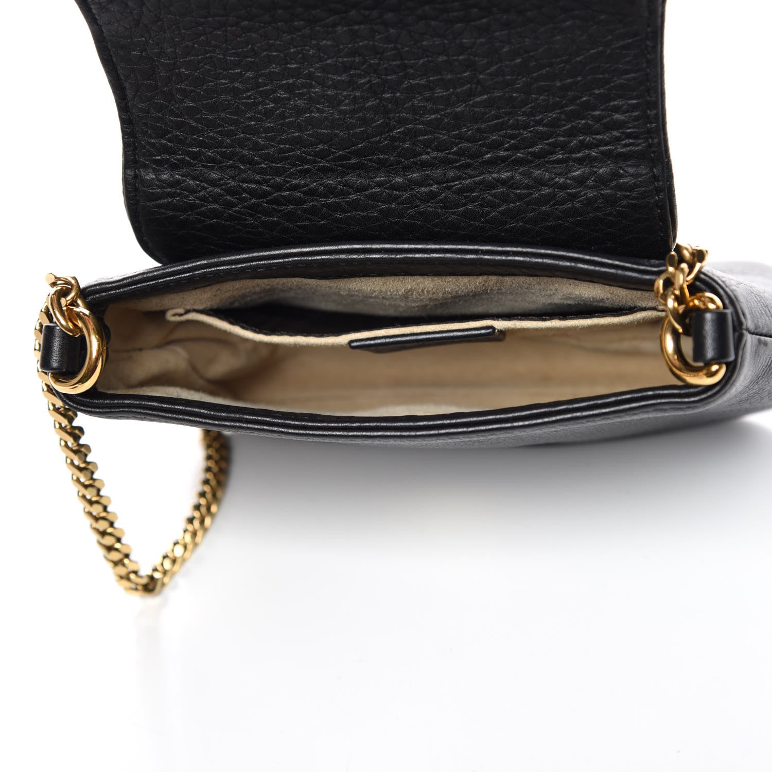 Gucci Pebbled Calfskin Small 1973 Chain Shoulder Bag Black 4 of 11