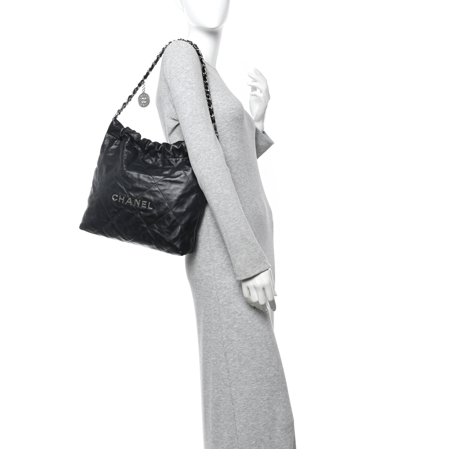 Chanel Shiny Calfskin Quilted Small Chanel 22 Black 2 of 12