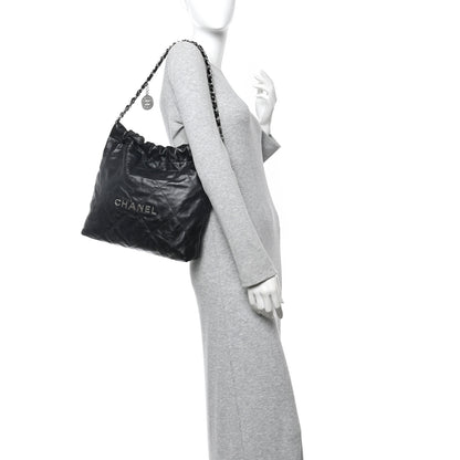 Chanel Shiny Calfskin Quilted Small Chanel 22 Black 2 of 12