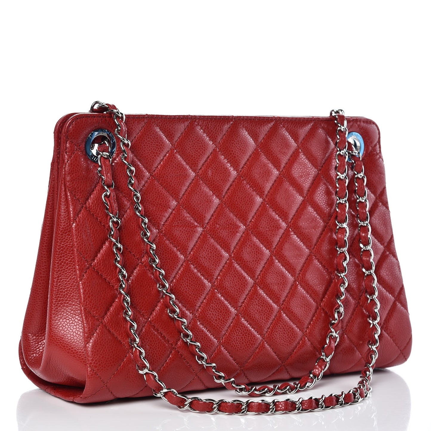 Caviar Quilted Timeless CC Shopping Tote Red