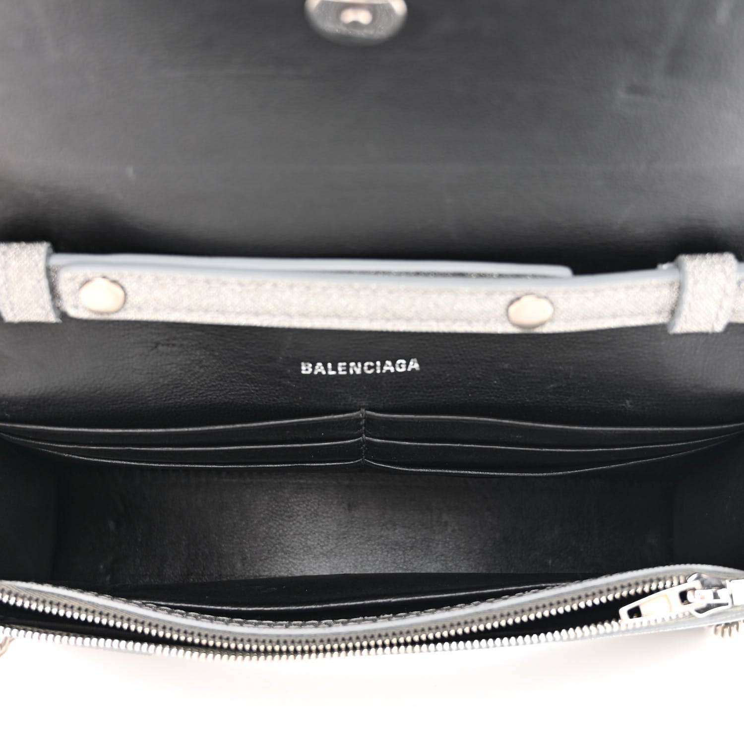 Balenciaga Glitter Fabric Hourglass Chain Bag Grey 5 of 10