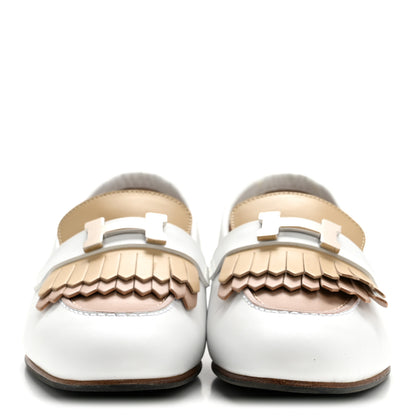 Hermes Goatskin Womens Royal Loafers 37 Multicolor White 3 of 9