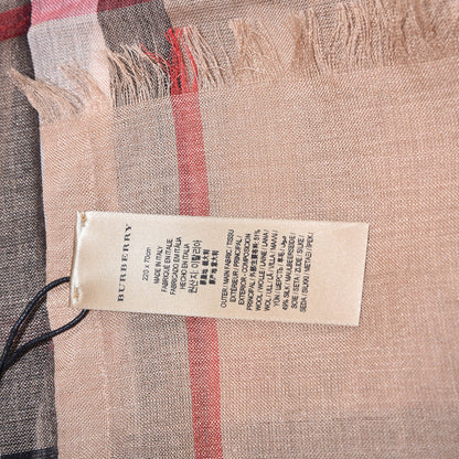 Burberry Wool Silk Giant Check Lightweight Scarf Camel 5 of 5