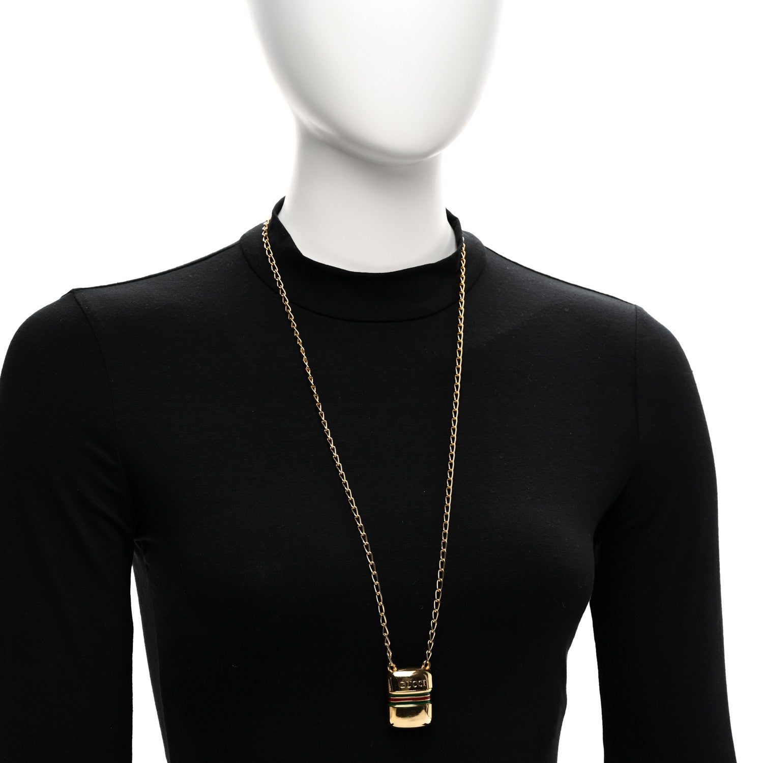 Gucci Metal Enamel Pillbox Pendant Necklace 2 of 5