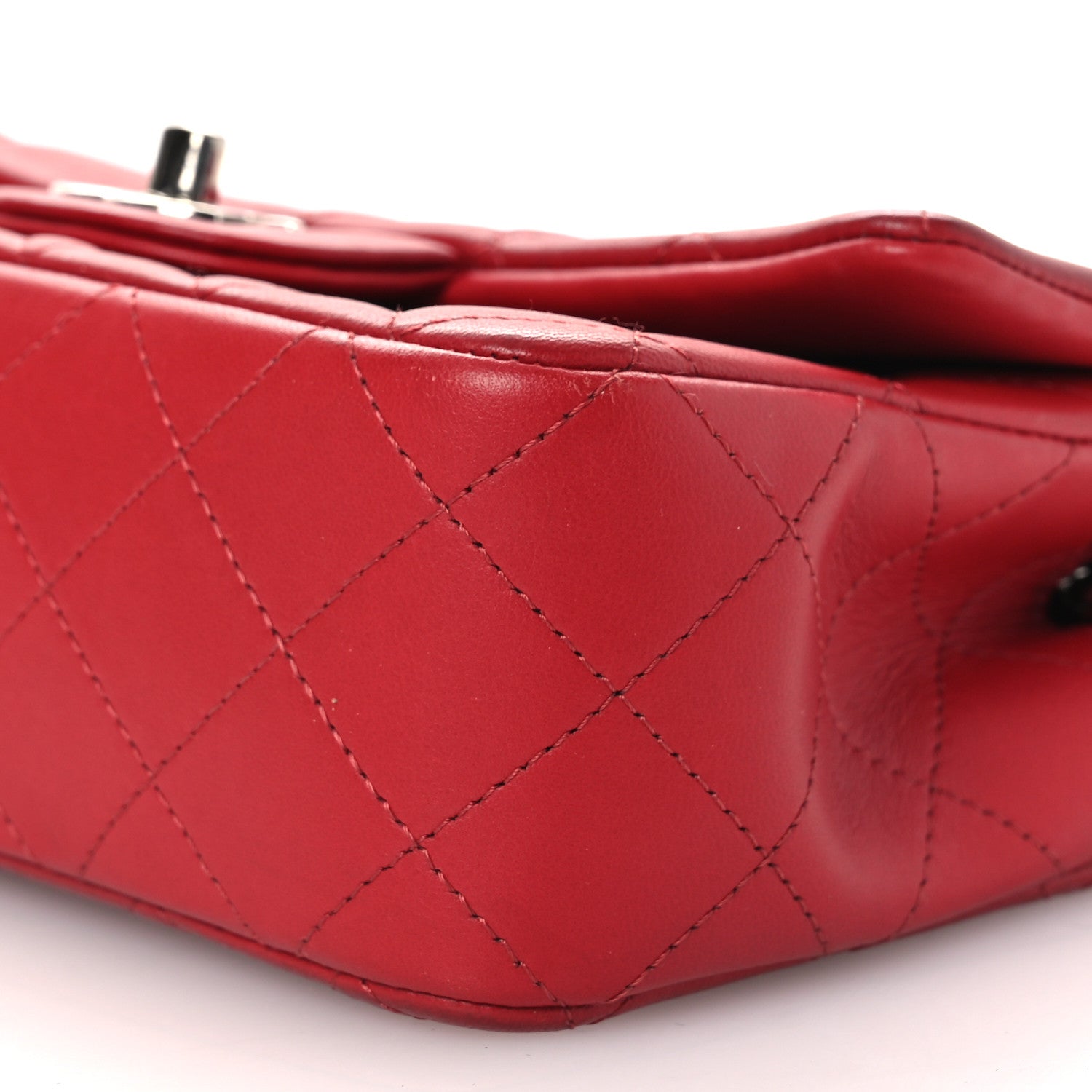 Chanel Lambskin Quilted Mini Rectangular Flap Red 10 of 13