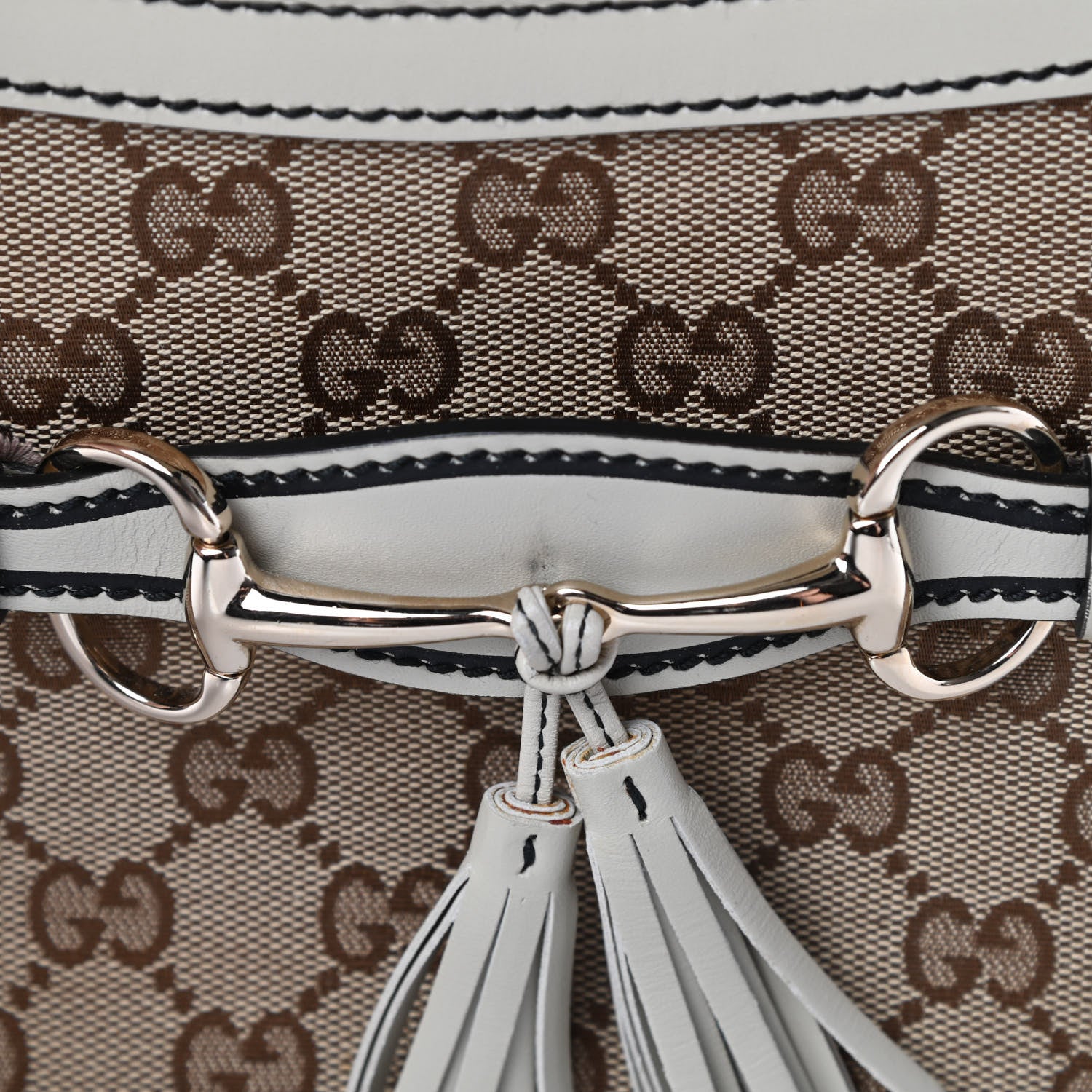 Gucci Monogram Margaux Calfskin Medium Emily Chain Shoulder Bag Beige Ebony Mystic White 11 of 13
