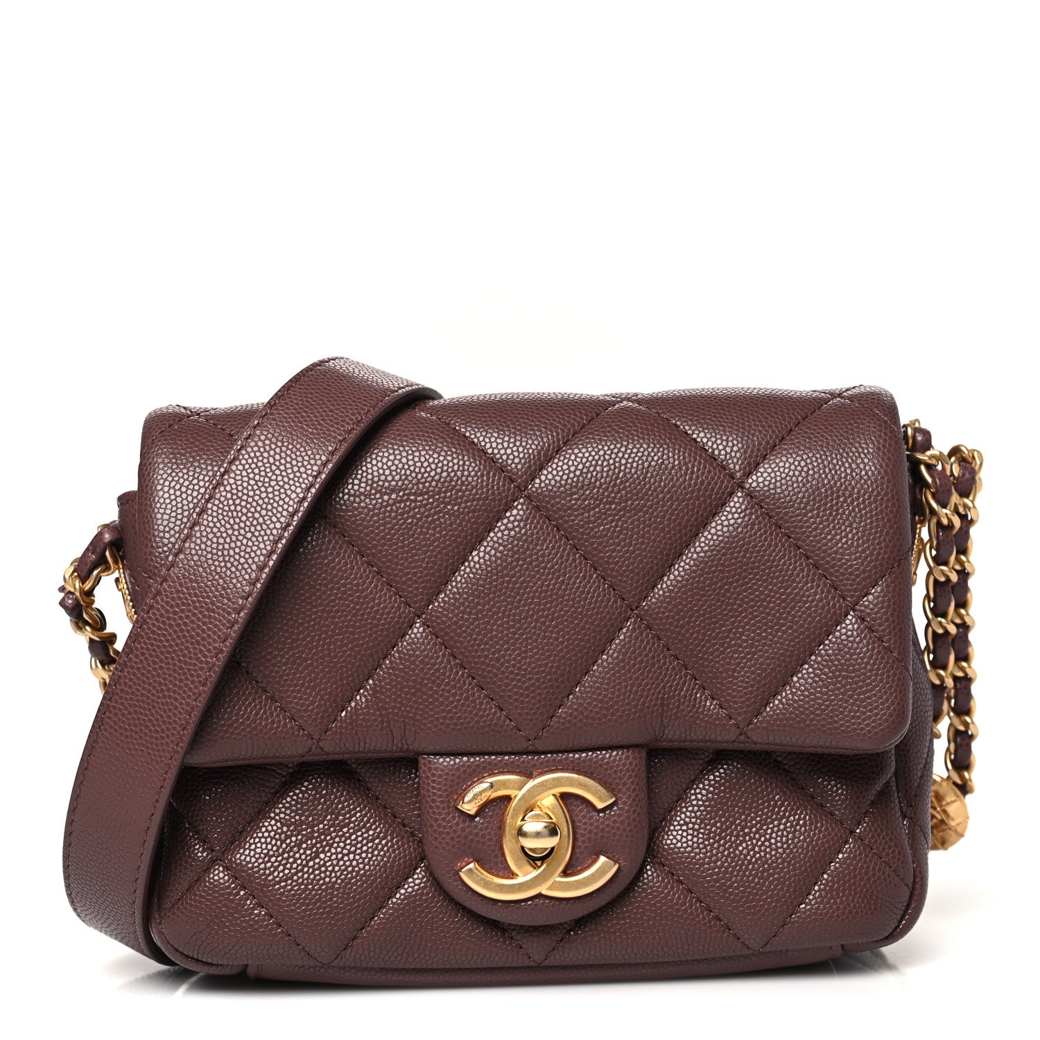 Chanel Caviar Quilted Mini Twist Your Buttons Flap Burgundy 1 of 11