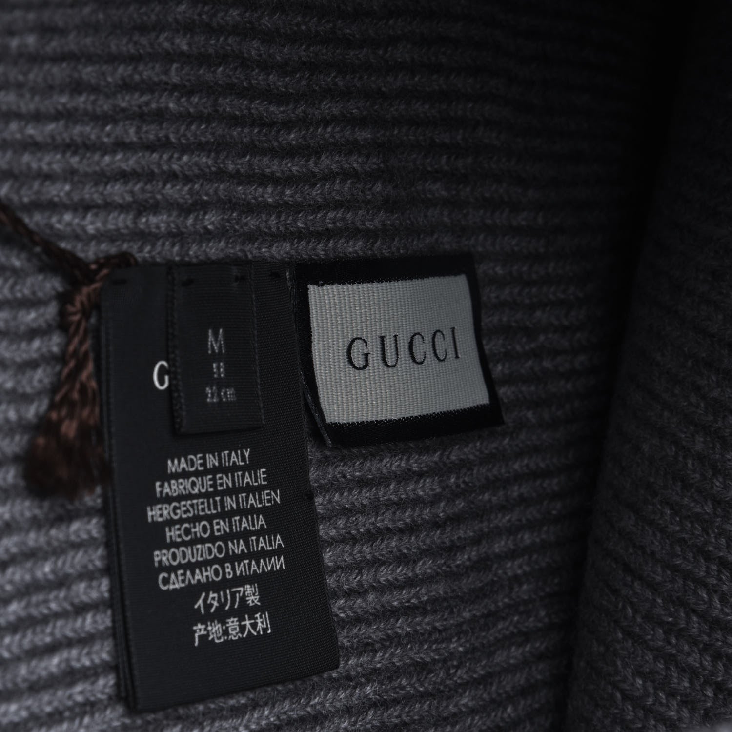 Gucci Wool Tricot Interlocking G Simple GG Beanie Hat M Graphite 15 of 16