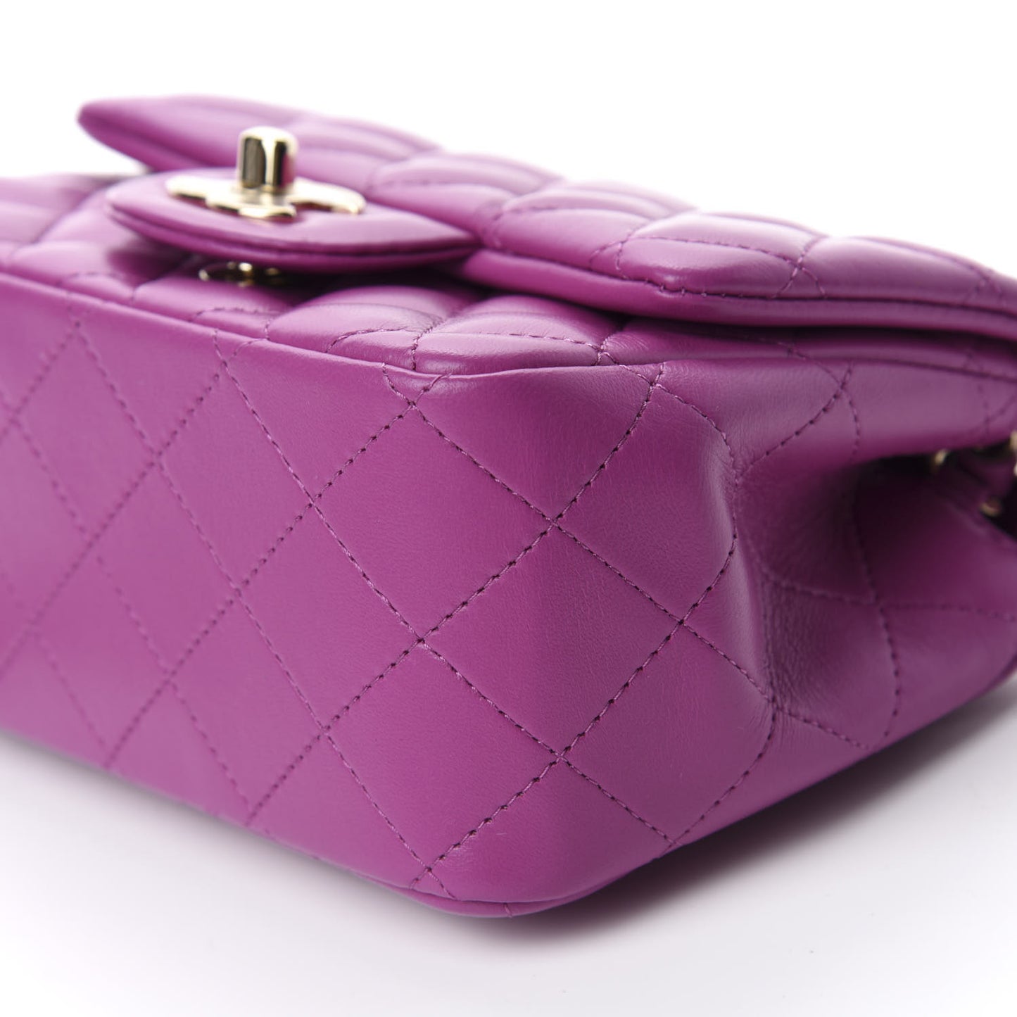 Lambskin Quilted Mini Square Flap Purple