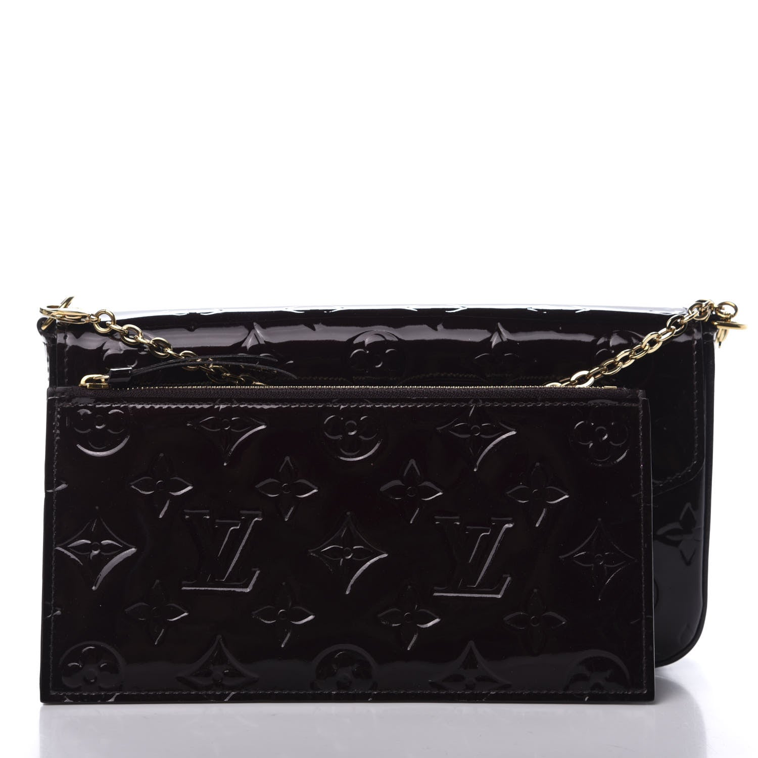 Louis Vuitton Vernis Pochette Felicie Chain Wallet Amarante 11 of 12
