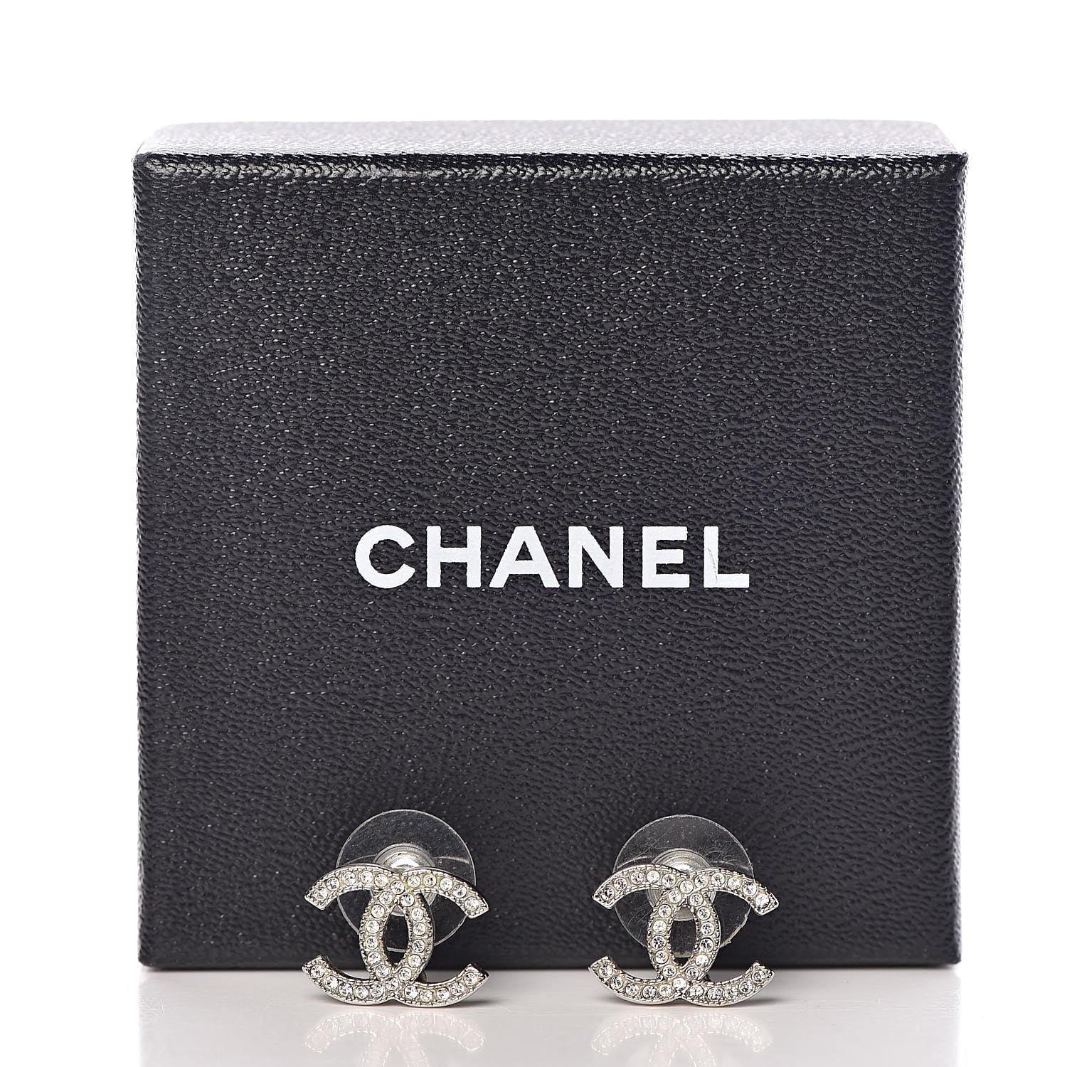 Chanel Crystal Timeless CC Earrings Silver 7 of 7