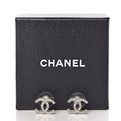 Chanel Crystal Timeless CC Earrings Silver 7 of 7