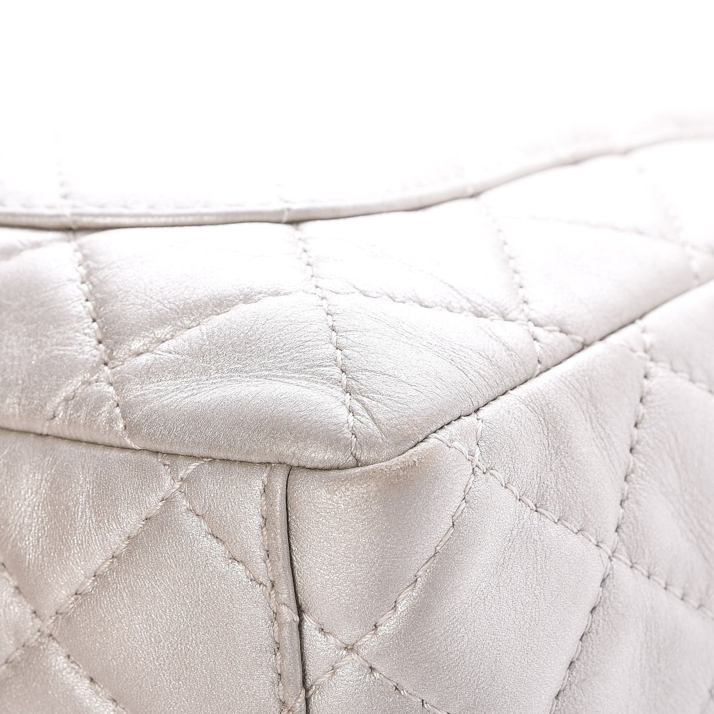 Metallic Lambskin Quilted Maxi Single Flap Silver