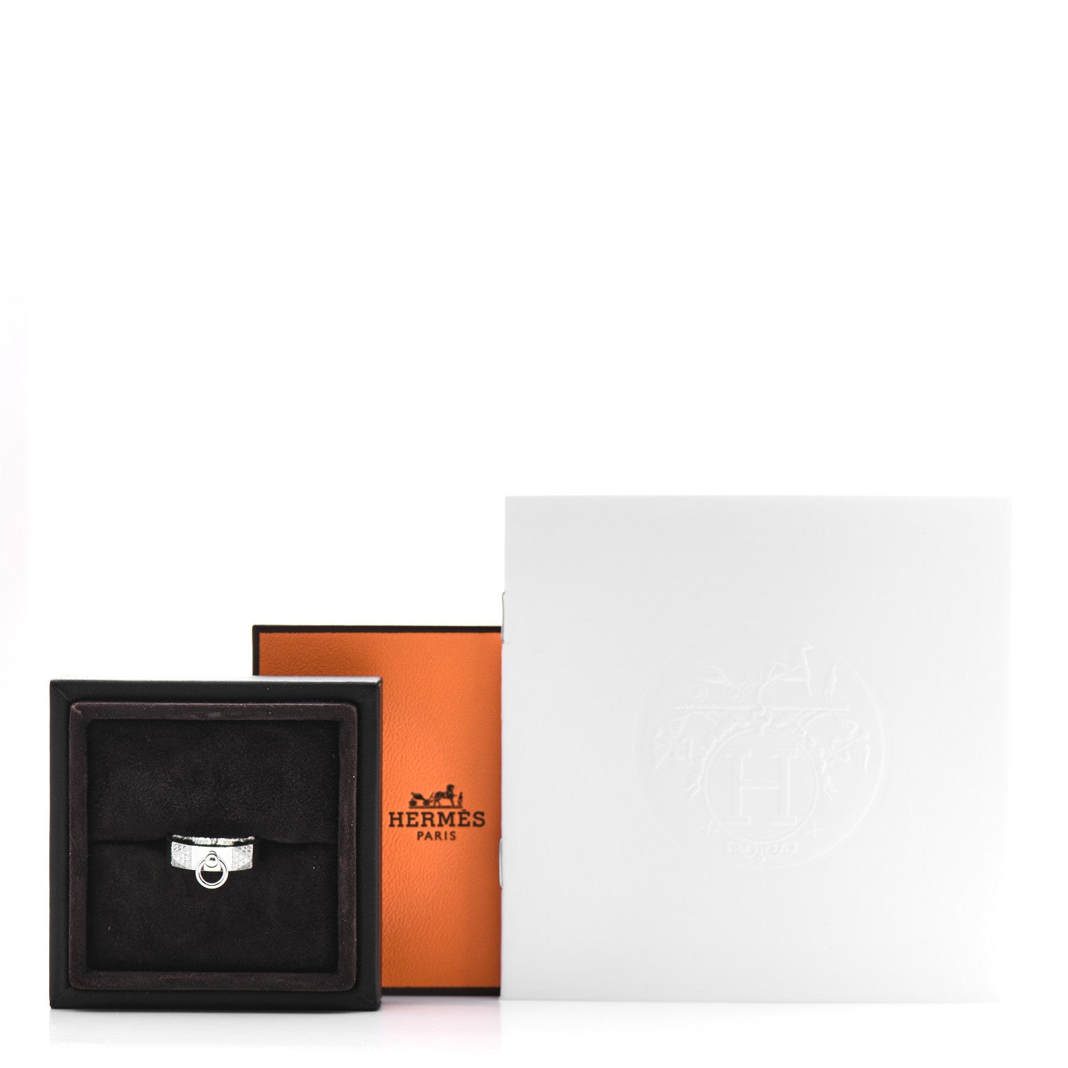 Hermes 18K White Gold Diamond Collier De Chien PM Ring 52 6 5 of 5