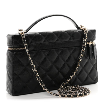 Chanel Caviar Quilted Large Top Handle Slim Vanity With Chain Black 2 of 9
