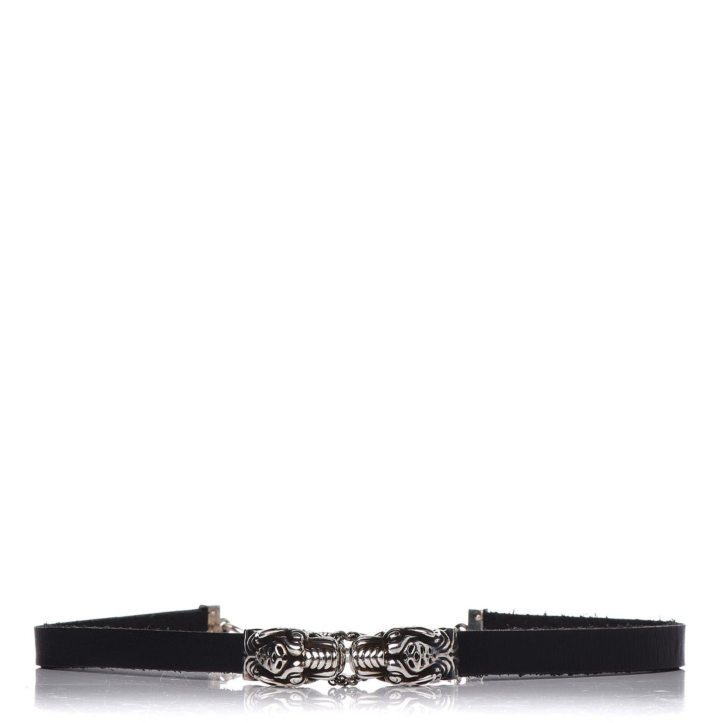 Sterling Silver Calfskin Tigers Head Choker