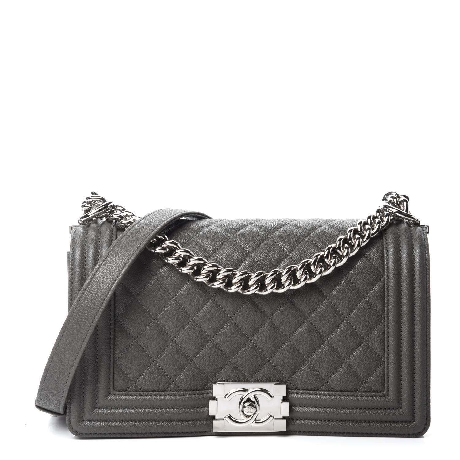 Chanel Caviar Quilted Medium Boy Flap Grey 1 of 11