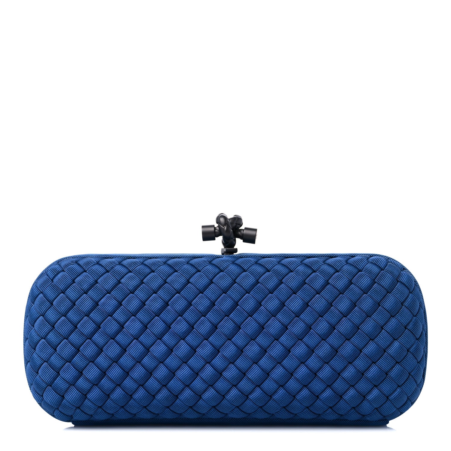 Bottega Veneta Silk Faille Intrecciato Knot Clutch Blue 1 of 8