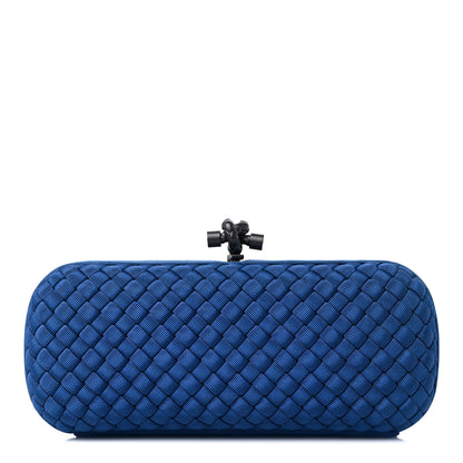 Bottega Veneta Silk Faille Intrecciato Knot Clutch Blue 1 of 8